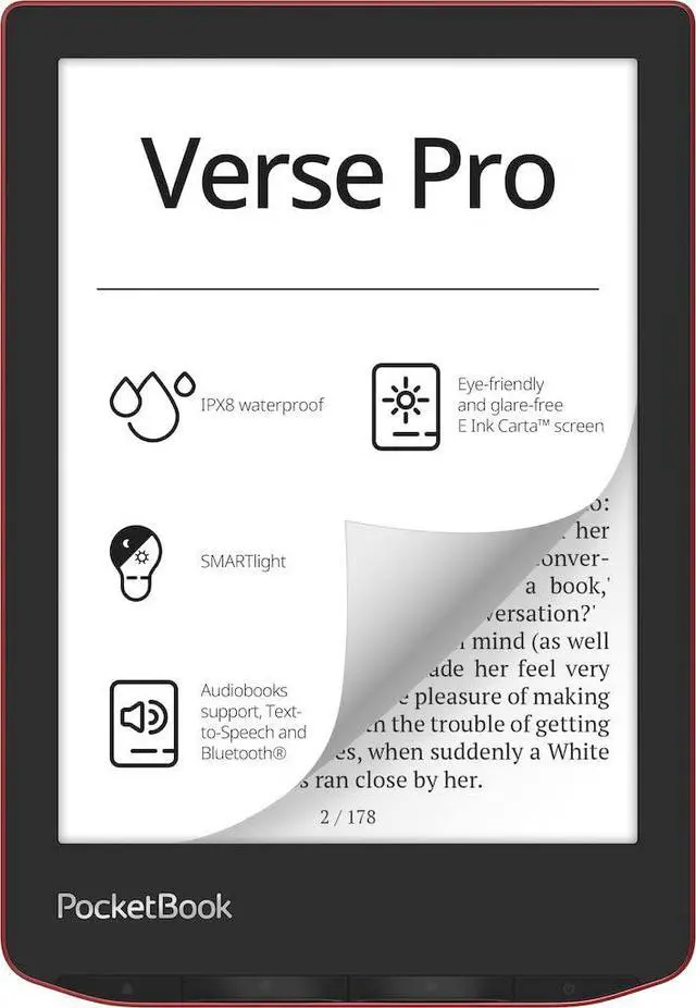 Alt view image 5 of 7 - Verse Pro E-Reader Waterproof | Eye-Friendly 6'' E-Ink Carta HD Touchscreen | Audio-Book & E-Book Reader | Text-to-Speech Function | SMARTlight | 16GB | WiFi & Bluetooth | Azure
