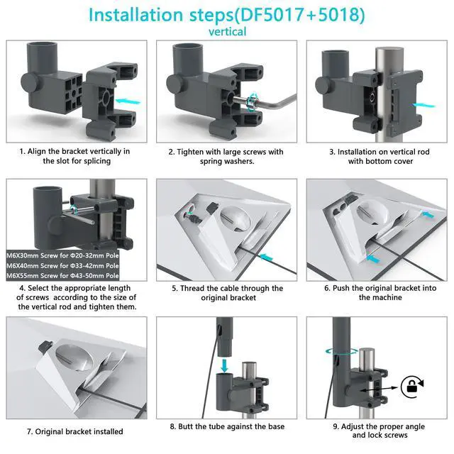 Alt view image 6 of 7 - Starlink Mini Mount, Starlink Mini/Mini X RV Ladder Mount | Aluminum Alloy Starlink Pole Mount with Installation Range 0.8"-1.97(20mm-50mm) Pipe Adapter for RV/Ladder/Pole/Rack/Roof