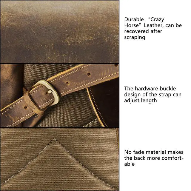 Alt view image 4 of 7 - Leather Rucksack Backpack for Men Women Casual Travel Daypack 15.6 inch Laptop Bookbag