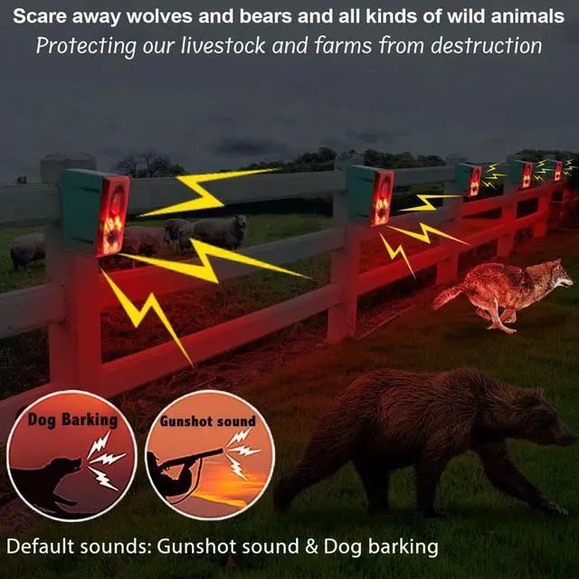 Alt view image 2 of 7 - Solar Outdoor Motion Sensor Alarm - Dog Barking & Gunshot Sound 130db Motion Detector Alarm Light,with Remote Controller for Home, Villa,Yard,Chicken coop,Farm,Barn