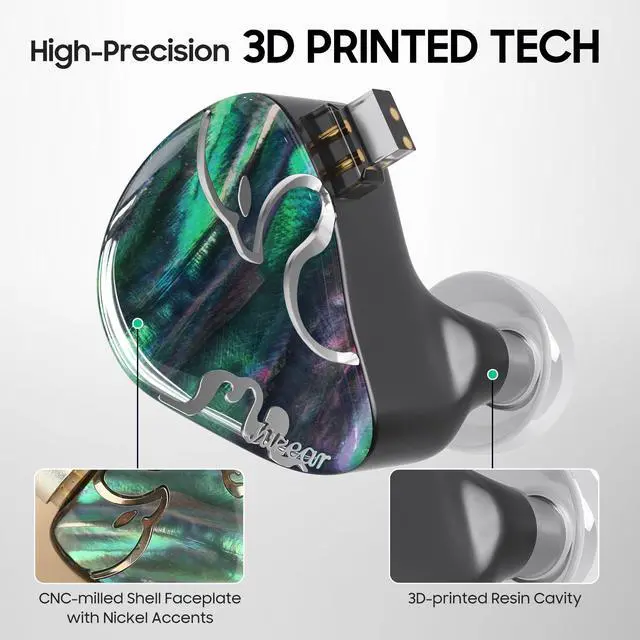 Alt view image 3 of 7 - IEMs Juzear x Z Reviews Defiant in Ear Monitor, 1DD +3BA Hybrid Drivers Earphone, HiFi Wired Gaming IEM Earbuds with Detachable Cable for Musician Audiophile Gamer (Rainbow)