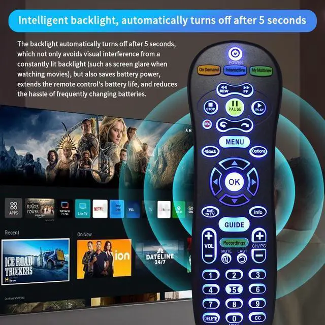 Alt view image 3 of 7 - S30 S30-S1B Remote for AT&T U-Verse Receiver | S30 Remote Replacement with U-Verse Receiver Cable Box ISB7005 ISB7000, Remote with Backlit Function