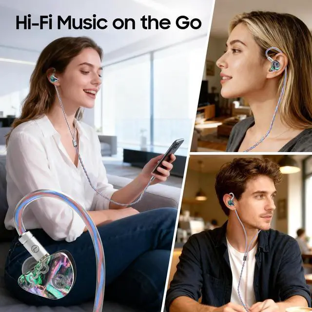 Alt view image 7 of 7 - IEMs Juzear x Z Reviews Defiant in Ear Monitor, 1DD +3BA Hybrid Drivers Earphone, HiFi Wired Gaming IEM Earbuds with Detachable Cable for Musician Audiophile Gamer (Rainbow)