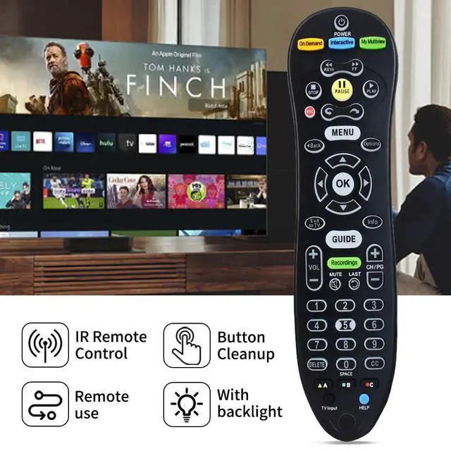 Alt view image 4 of 7 - S30 S30-S1B Remote for AT&T U-Verse Receiver | S30 Remote Replacement with U-Verse Receiver Cable Box ISB7005 ISB7000, Remote with Backlit Function