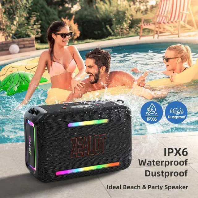 Alt view image 3 of 7 - 120W RMS(150W Peak) Bluetooth Speaker, Portable Wireless Speakers IPX6 Waterproof Loud Bluetooth Subwoofer Speaker with LED Light, 40H Playtime, Custom EQ, Stereo TWS Pairing for Outdoor, Party