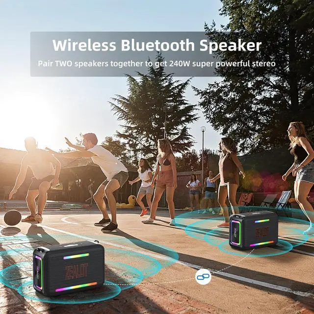Alt view image 4 of 7 - 120W RMS(150W Peak) Bluetooth Speaker, Portable Wireless Speakers IPX6 Waterproof Loud Bluetooth Subwoofer Speaker with LED Light, 40H Playtime, Custom EQ, Stereo TWS Pairing for Outdoor, Party