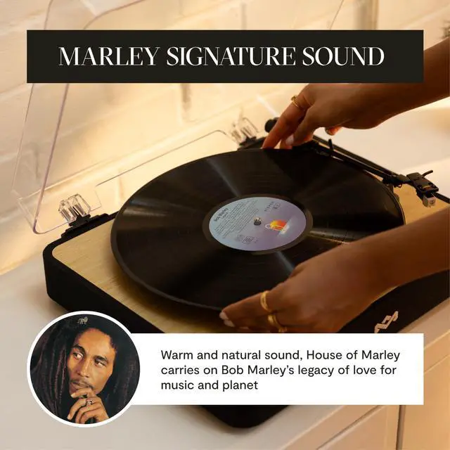Alt view image 3 of 7 - House of Revolution Wireless Turntable - Bluetooth Record Player, 3-Speed Sustainably Made Vinyl Player, Easy Set Up Home Turntables for Vinyl Records with Dust Cover