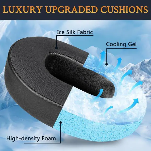 Alt view image 4 of 7 - Cooling Earpads for Skullcandy Crusher Evo/Hesh Evo - Black | for Skullcandy Crusher(Wireless/ANC/Evo/540), Hesh(3/ANC/Evo), Venue ANC Headphones