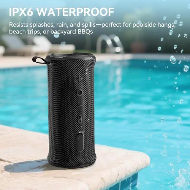 Alt view image 3 of 7 - Portable Bluetooth Speaker, Wireless Speakers with 24W Loud Stereo Sound, Bluetooth 6.0, RGB Lights, IPX6 Waterproof, Ture Wireless Pairing, 15H Playtime, Speaker for Home Beach Party