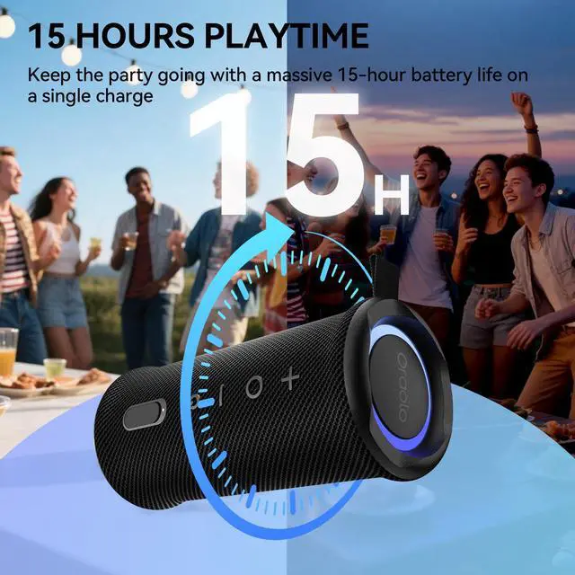 Alt view image 7 of 7 - Portable Bluetooth Speaker, Wireless Speakers with 24W Loud Stereo Sound, Bluetooth 6.0, RGB Lights, IPX6 Waterproof, Ture Wireless Pairing, 15H Playtime, Speaker for Home Beach Party