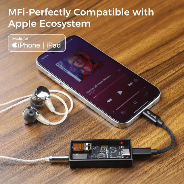 Alt view image 3 of 7 - M15i Mobile DAC Amp - MFi Certified Portable Headphone Amplifier | ESS Flagship DAC, 3.5mm/4.4mm Balanced Output,Supports PCM 768kHz/DSD512 USB C Audio Adapter for iPhone, Android, Laptop
