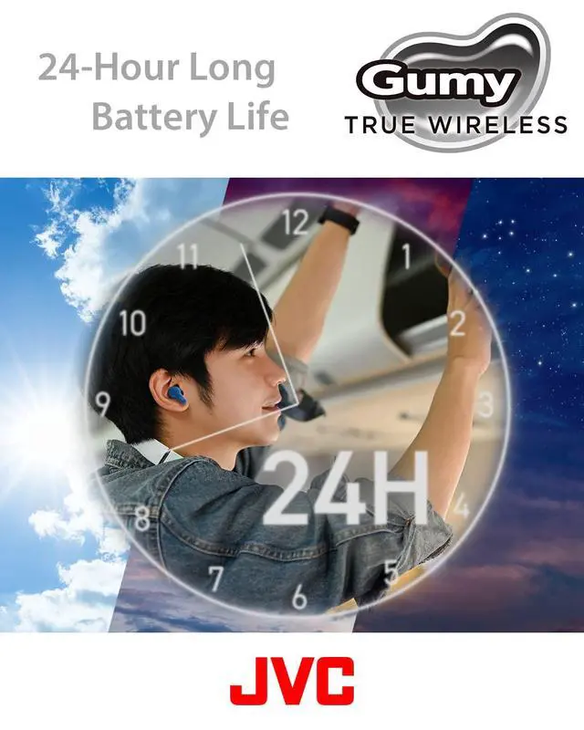 Alt view image 6 of 7 - Gumy HAA7T2B True Wireless Earbuds, Black | Bluetooth 5.3, 24-Hour Playback, IPX4 Water Resistant, XS/S/M/L Earpieces, Built-in Mic
