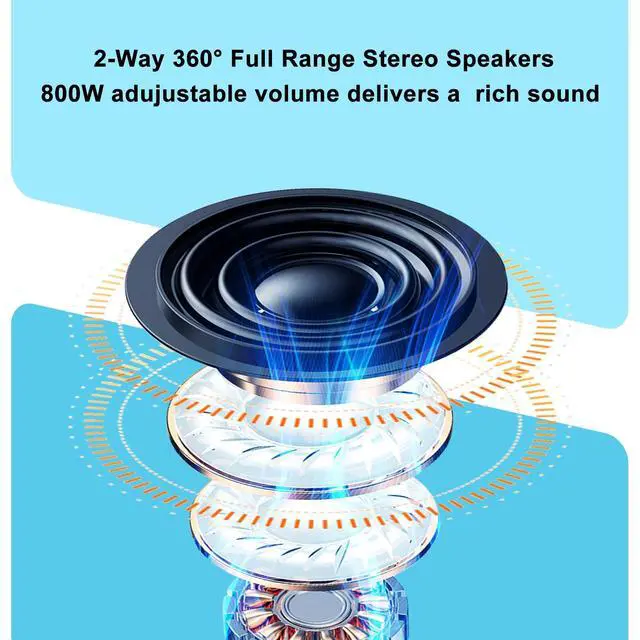 Alt view image 2 of 7 - 6.5 Inch 800W Passive Outdoor Speakers Wired Waterproof 2-Way Wall Mounted Speakers with Bass Suitable for Patio Pool Deck Porch Backyard Indoor Home (2 Pairs, Black)