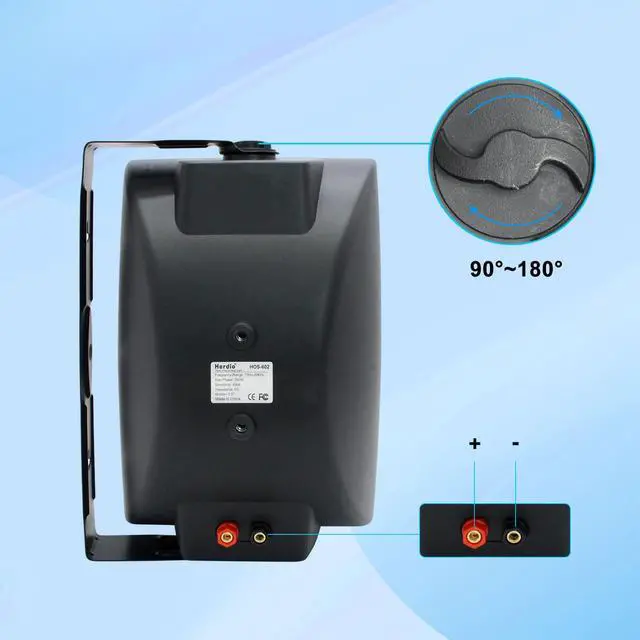 Alt view image 5 of 7 - 6.5 Inch 800W Passive Outdoor Speakers Wired Waterproof 2-Way Wall Mounted Speakers with Bass Suitable for Patio Pool Deck Porch Backyard Indoor Home (2 Pairs, Black)