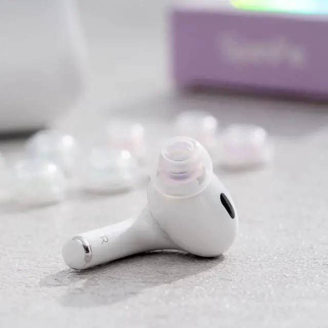 Alt view image 7 of 7 - SuperFine for AirPods Pro Gen 1 & 2 - ML - Medical Grade Silicone Patented Replacement Ear Tips and Adapters for Supreme Comfort (one Pair)(Ear Tips Installed)