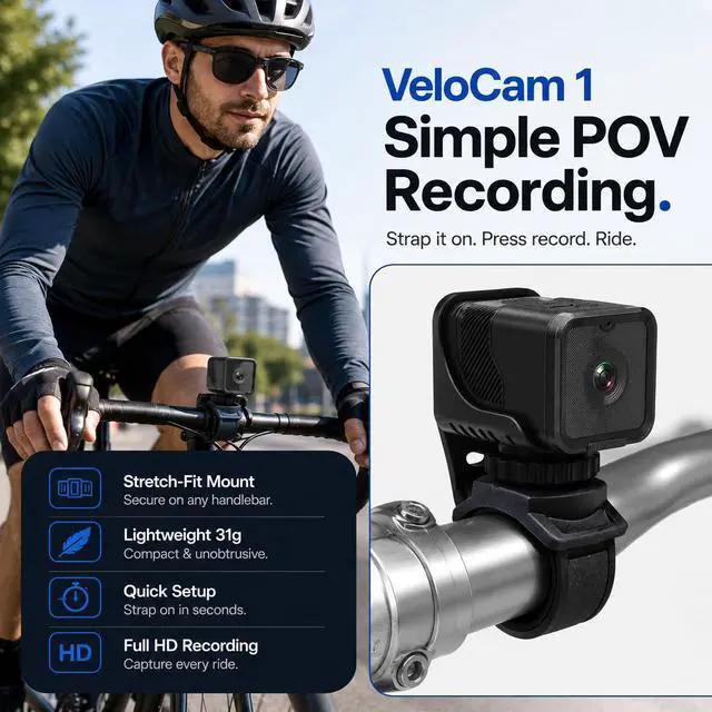 Alt view image 2 of 7 - Ultra Light Action Camera | 170° Wide Angle FHD 1080P | Handlebar, Helmet, Bicycle, Outdoor Sports | USB Rechargeable & Portable Bike Camera