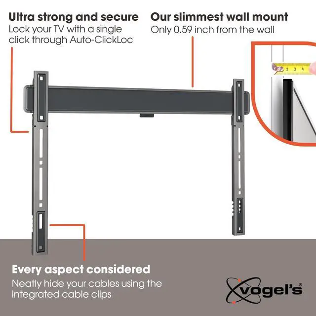 Alt view image 3 of 7 - TVM 5605 Extremely Flat TV wall Bracket for 40-100 inch TVs, Max. 220 lbs, TV Bracket max. VESA 600x400, Universally Compatible, Distance to the wall only 0.59 inch