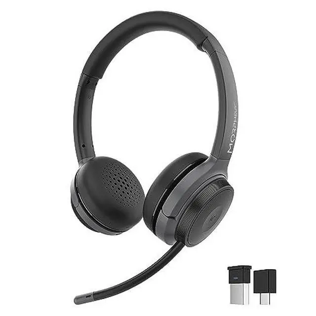 Alt view image 2 of 7 - Advantage Wireless Headset with Detachable Boom Mic CES Award-Winning Bluetooth Headset with Microphone, Noise Cancelling Headphones with Mic, UC Compatible, 20H Battery, USB Dongle