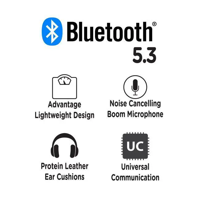 Alt view image 4 of 7 - Advantage Wireless Headset with Detachable Boom Mic CES Award-Winning Bluetooth Headset with Microphone, Noise Cancelling Headphones with Mic, UC Compatible, 20H Battery, USB Dongle