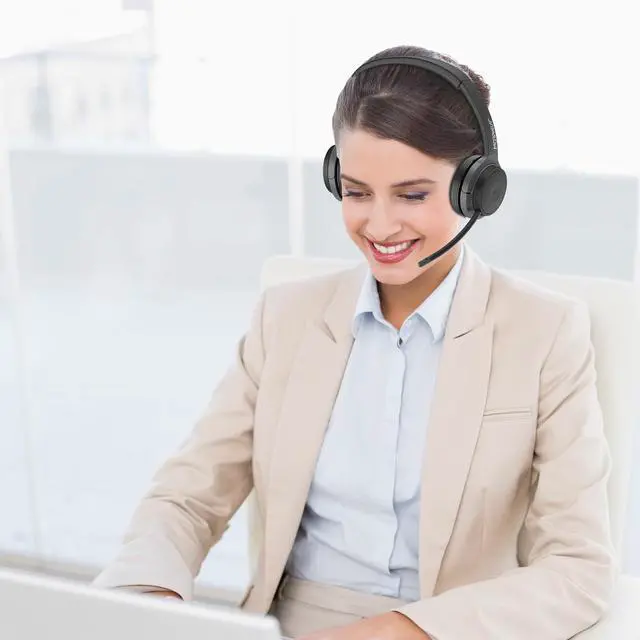 Alt view image 5 of 7 - Advantage Wireless Headset with Detachable Boom Mic CES Award-Winning Bluetooth Headset with Microphone, Noise Cancelling Headphones with Mic, UC Compatible, 20H Battery, USB Dongle