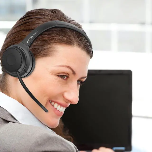 Alt view image 3 of 7 - Advantage Wireless Headset with Detachable Boom Mic CES Award-Winning Bluetooth Headset with Microphone, Noise Cancelling Headphones with Mic, UC Compatible, 20H Battery, USB Dongle