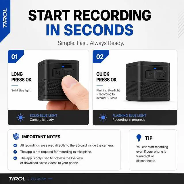 Alt view image 5 of 7 - Ultra Light Action Camera | 170° Wide Angle FHD 1080P | Handlebar, Helmet, Bicycle, Outdoor Sports | USB Rechargeable & Portable Bike Camera