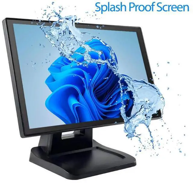 Alt view image 2 of 7 - 15.6 Inch 1920 x 1080 FHD IPS Touchscreen POS Monitor with Metal Stand, 10 Points Touch HDMI VGA, Waterproof Dustproof Screen 1080P, Indusitrial, Office, Retail, Gym, Warehouse (Black)