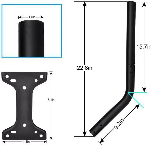 Alt view image 4 of 7 - Wall Pole Mounting Kit for Starlink Standard 4/4X/Gen 3 Dish,Black | Pole Mount with Adjustable Pipe Adapter for Starlink Standard 4/4X Dish, Durable Metal Mount Bracket and Aluminum Adapter