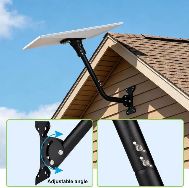 Alt view image 5 of 7 - Wall Pole Mounting Kit for Starlink Standard 4/4X/Gen 3 Dish,Black | Pole Mount with Adjustable Pipe Adapter for Starlink Standard 4/4X Dish, Durable Metal Mount Bracket and Aluminum Adapter