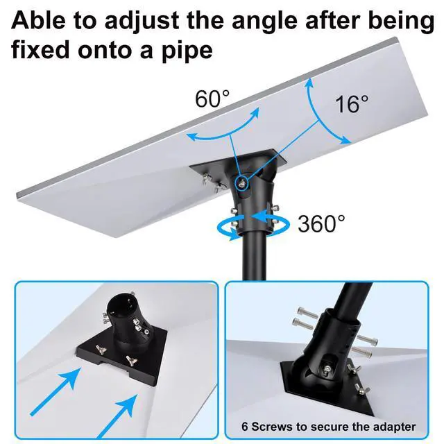Alt view image 7 of 7 - Wall Pole Mounting Kit for Starlink Standard 4/4X/Gen 3 Dish,Black | Pole Mount with Adjustable Pipe Adapter for Starlink Standard 4/4X Dish, Durable Metal Mount Bracket and Aluminum Adapter