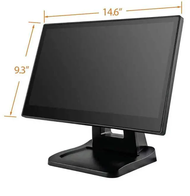 Alt view image 3 of 7 - 15.6 Inch 1920 x 1080 FHD IPS Touchscreen POS Monitor with Metal Stand, 10 Points Touch HDMI VGA, Waterproof Dustproof Screen 1080P, Indusitrial, Office, Retail, Gym, Warehouse (Black)