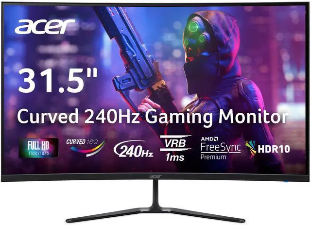 Main image of Nitro 31.5 Gaming Monitor | Full HD 1920 x 1080 | 1500R 16:9 Curved | AMD FreeSync Premium | 240Hz Refresh Rate | 1ms (VRB) | 1 x Display Port 1.4 & 2 x HDMI 2.1 Ports | ED320Q W0biip