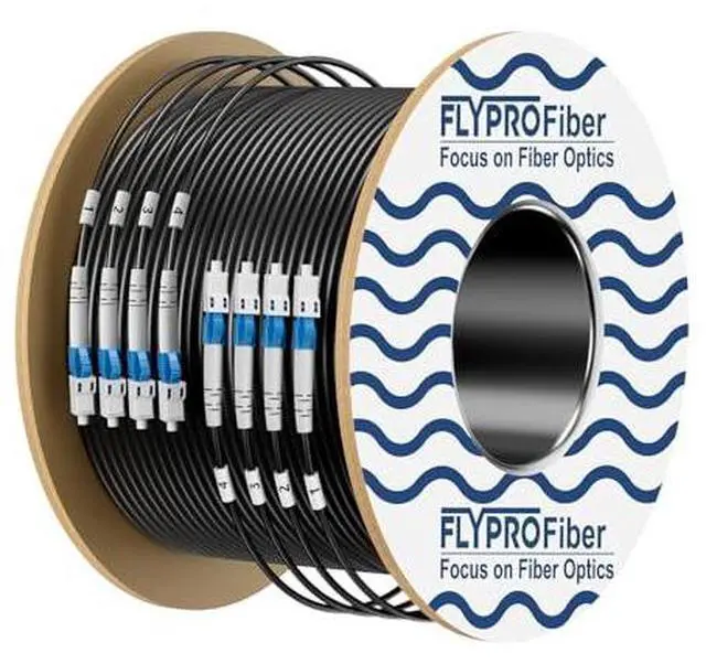 Alt view image 2 of 2 - 4 Core OS2 Single Mode LC LC Outdoor Fiber Patch Cable 50m | 164ft, OD-5mm Armored, Duplex, 9/125m,10G/40G/100Gb, Industrial TPU, Direct Burial, For Harsh Environments