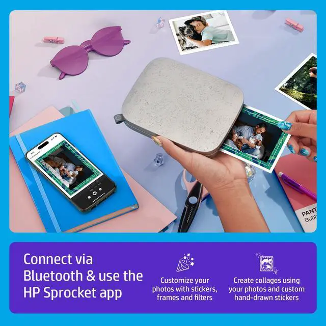 Alt view image 3 of 7 - Sprocket 3x4 Instant Photo Printer Wirelessly Print 3.5x4.25 Photos on Zink Paper from iOS & Android Devices
