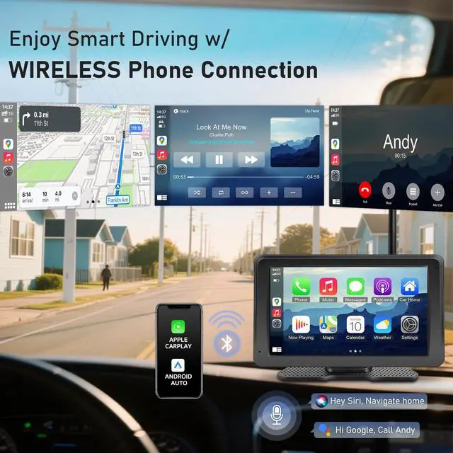 Alt view image 4 of 7 - Wireless Backup Camera for Truck RV - 7" Portable Apple CarPlay Android Auto Touchscreen Monitor - 10000mAh Solar Magnetic Rear View Camera for Pickup, Trailer, Camper Van, Fifth Wheel, Box Semi Truck