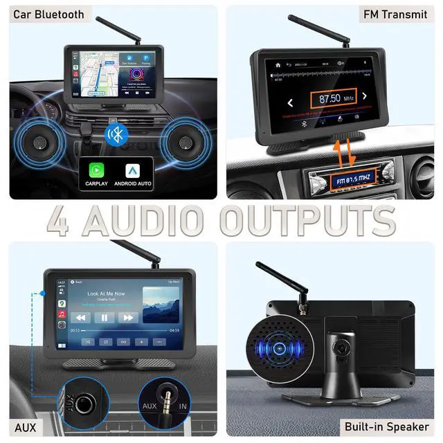 Alt view image 5 of 7 - Wireless Backup Camera for Truck RV - 7" Portable Apple CarPlay Android Auto Touchscreen Monitor - 10000mAh Solar Magnetic Rear View Camera for Pickup, Trailer, Camper Van, Fifth Wheel, Box Semi Truck