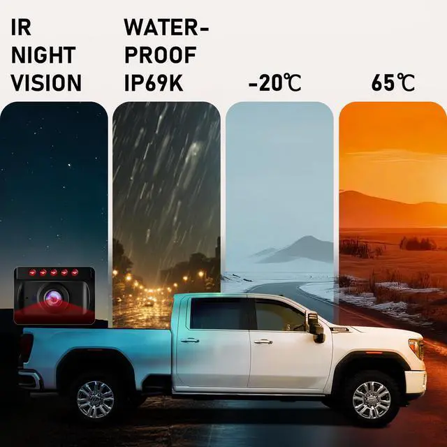 Alt view image 6 of 7 - Wireless Backup Camera for Truck RV - 7" Portable Apple CarPlay Android Auto Touchscreen Monitor - 10000mAh Solar Magnetic Rear View Camera for Pickup, Trailer, Camper Van, Fifth Wheel, Box Semi Truck