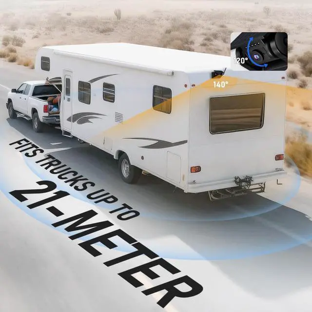 Alt view image 7 of 7 - Wireless Backup Camera for Truck RV - 7" Portable Apple CarPlay Android Auto Touchscreen Monitor - 10000mAh Solar Magnetic Rear View Camera for Pickup, Trailer, Camper Van, Fifth Wheel, Box Semi Truck