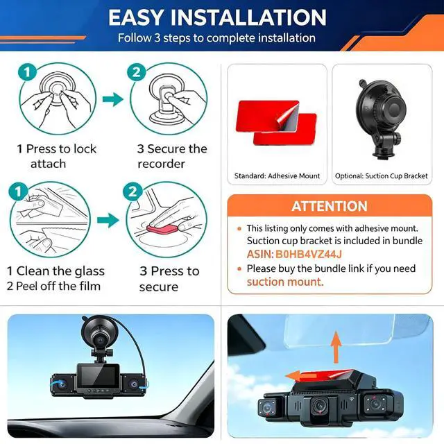 Alt view image 3 of 7 - Dash Cam 360° View 4 Channel Car Camera, Front Rear Left Right 4 Way Recording, WiFi APP Control, G-Sensor 24H Parking Mode, IR Night Vision WDR Wide Angle, Free 128G TF Card Included