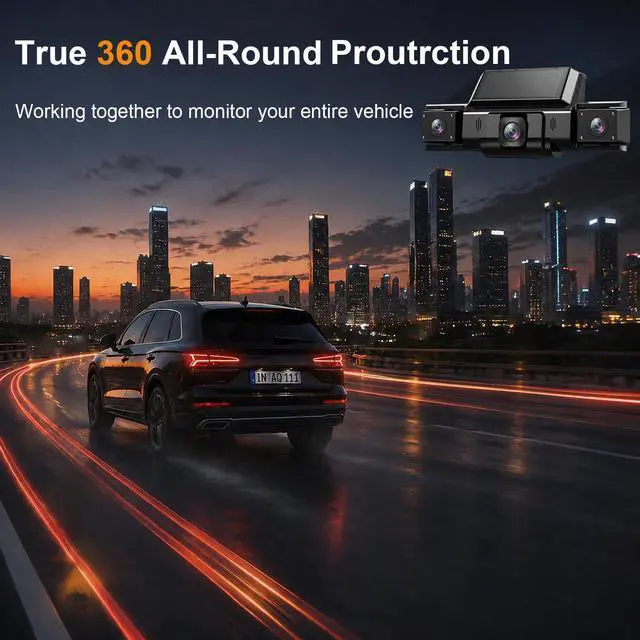 Alt view image 5 of 7 - Dash Cam 360° View 4 Channel Car Camera, Front Rear Left Right 4 Way Recording, WiFi APP Control, G-Sensor 24H Parking Mode, IR Night Vision WDR Wide Angle, Free 128G TF Card Included