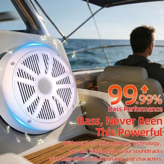 Alt view image 2 of 7 - 800W 6.5 Inch Marine Speakers - 2 Way Waterproof UV Weather Resistant Outdoor Stereo Sound System, High-Fidelity Audio for Boats, RVs, Cars, Golf Carts, Hot Tubs, Indoor/Outdoor DIY Use