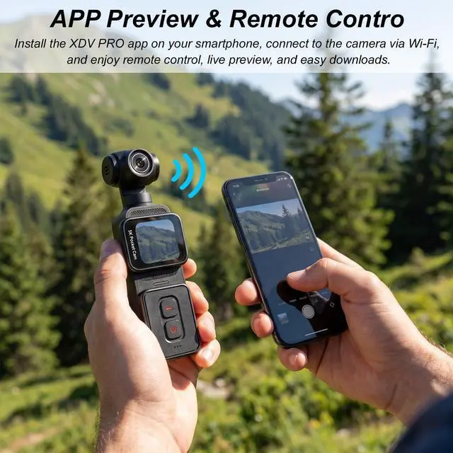 Alt view image 4 of 6 - 5K Pocket Vlogging Camera Body Camera with Microphone, 5K/20FPS and 4K/60FPS, 1.69'' Touchscreen, 270° Rotating Lens, Face Tracking, Wi-Fi, 6-Axis Stabilization, for YouTube, Travel, Work (128GB)