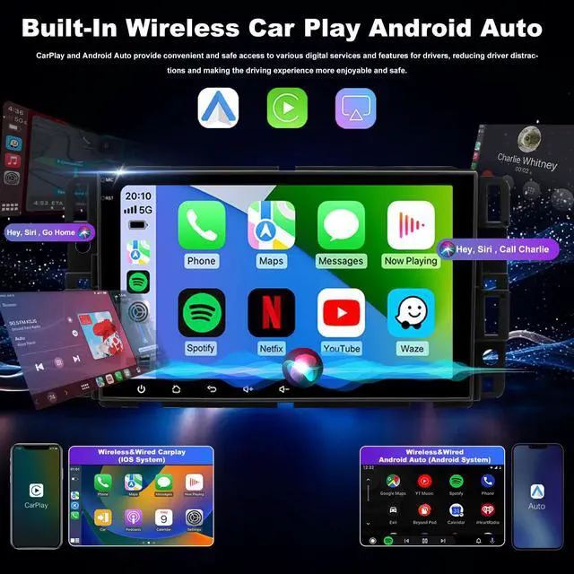 Alt view image 3 of 7 - 5GWifi Upgrade Radio for GMC Sierra Chevy Silverado 1500 2500 3500 2007-2014, Express Van 1500 2500 3500 2008-2026, Tahoe Yukon 2007-2014, Impala 8"Touchscreen Stereo Wireless Carplay Android Auto GPS
