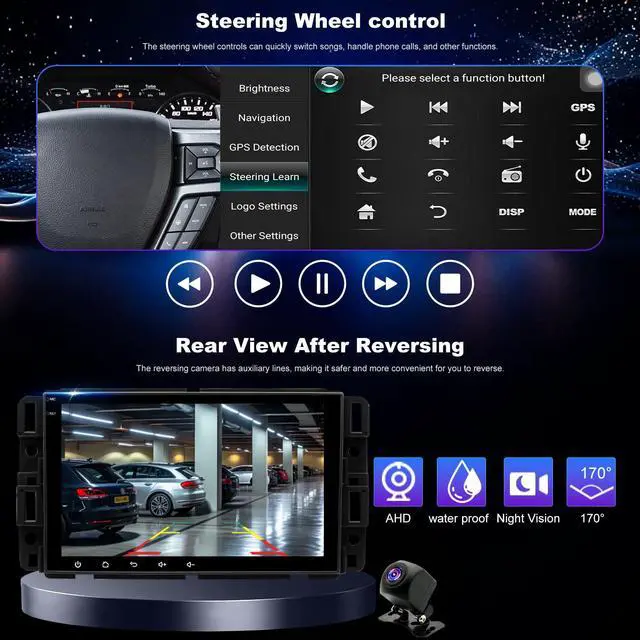 Alt view image 6 of 7 - 5GWifi Upgrade Radio for GMC Sierra Chevy Silverado 1500 2500 3500 2007-2014, Express Van 1500 2500 3500 2008-2026, Tahoe Yukon 2007-2014, Impala 8"Touchscreen Stereo Wireless Carplay Android Auto GPS