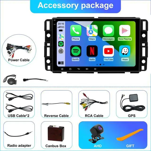 Alt view image 7 of 7 - 5GWifi Upgrade Radio for GMC Sierra Chevy Silverado 1500 2500 3500 2007-2014, Express Van 1500 2500 3500 2008-2026, Tahoe Yukon 2007-2014, Impala 8"Touchscreen Stereo Wireless Carplay Android Auto GPS