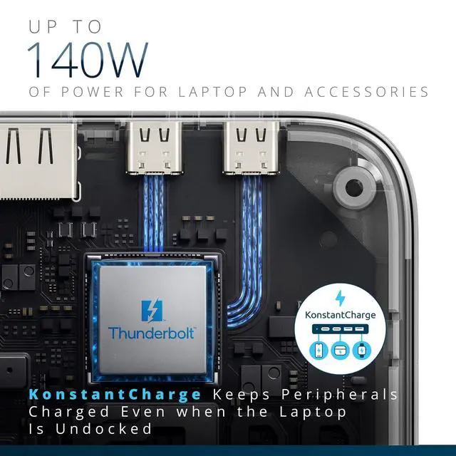 Alt view image 5 of 7 - SD5010T5 Thunderbolt 5 Docking Station with 140W PD, Up to Three 4K 60Hz Displays, 13 Ports, 2 x HDMI, 2 x TB5, SD & Micro SD 4.0 Slots, 2.5Gbps Ethernet (K35231NA)