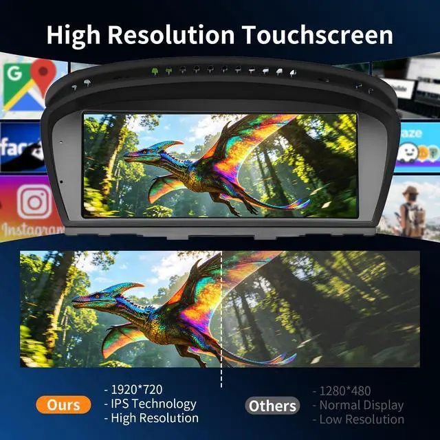 Alt view image 6 of 7 - Wireless CarPlay/Android Auto 8.9 Inch Touchscreen for BMW 3 Series E90/E91/E92/E93, 5 Series E60/E61/M5 (2005-2008) with CCC System, Car Radio Receiver, Multimedia, Bluetooth, Car Stereo