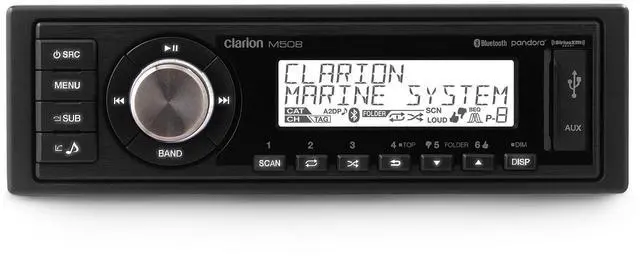 Alt view image 2 of 2 - M508 Single DIN Marine Digital Media Receiver with Bluetooth aptX, AM/FM Weather Band, USB, AUX, SiriusXM-Ready, 4V RCA Outputs