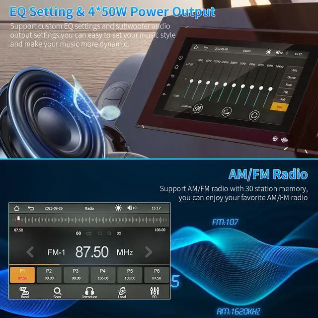 Alt view image 5 of 7 - 2026 Upgraded Marine Stereo with Wireless CarPlay and Android Auto | Portable 8'' Wireless Carplay Touchscreen, Waterproof IPX6 Marine Multimedia Player for Marine, ATV, Boat, BZR, Golf Cart