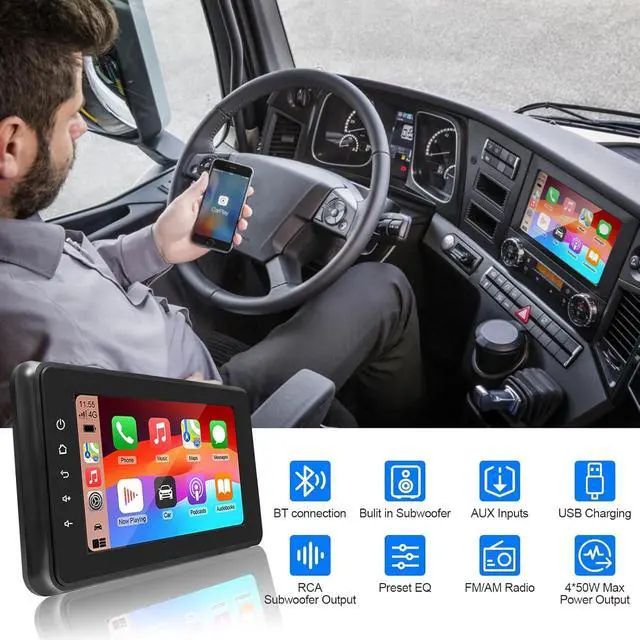 Alt view image 7 of 7 - 2026 Upgraded Marine Stereo with Wireless CarPlay and Android Auto | Portable 8'' Wireless Carplay Touchscreen, Waterproof IPX6 Marine Multimedia Player for Marine, ATV, Boat, BZR, Golf Cart